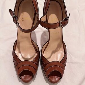 Christian Louboutin City 120 Calf Leather Sandals – Brown Size 42